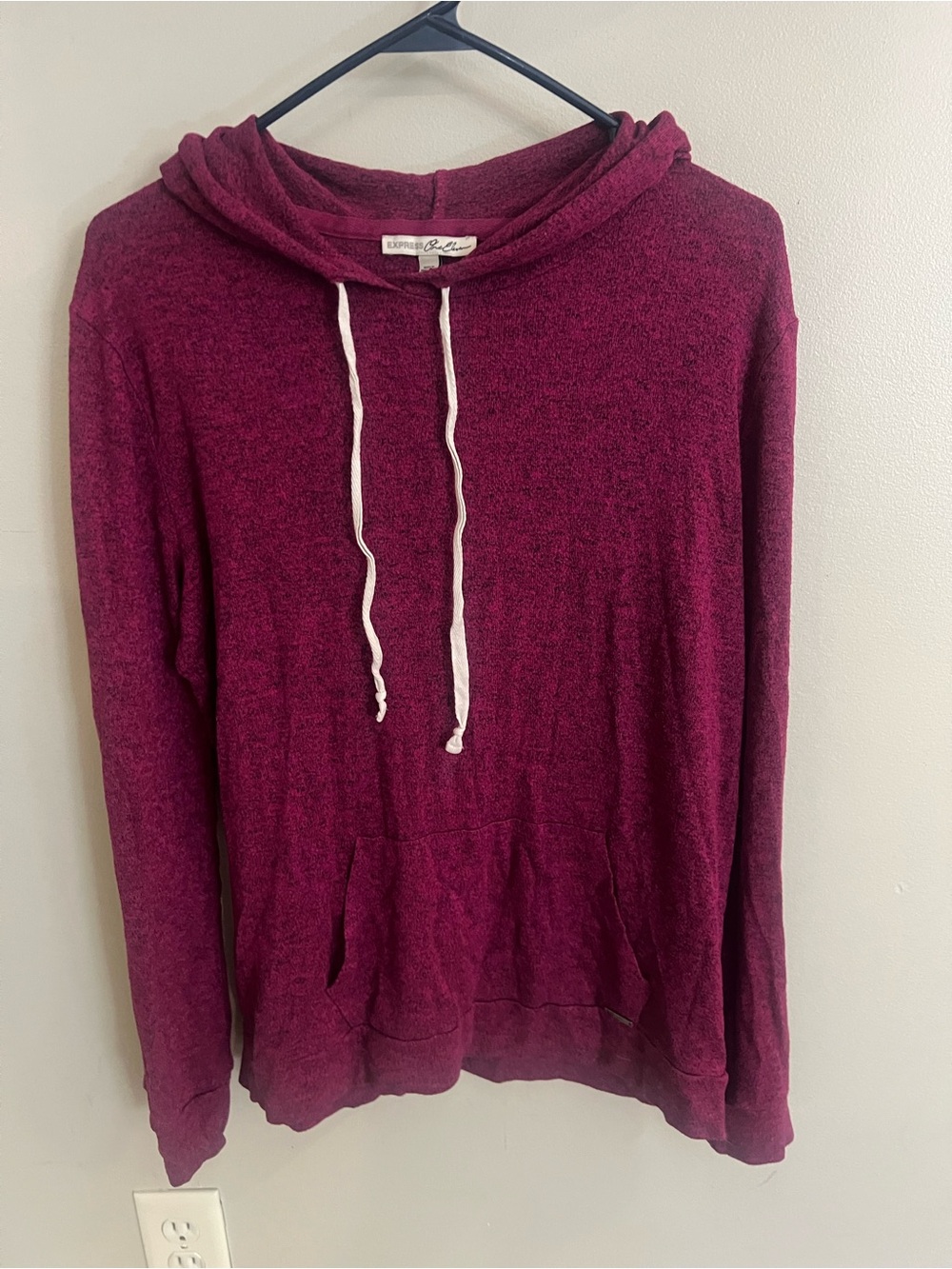 Express Cozy Hooded Pullover Sweater in Deep Berry